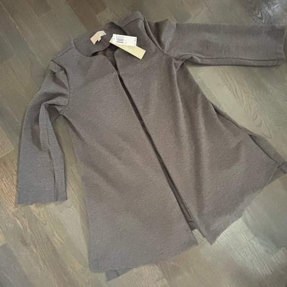 NWT Joan Vass Collection Open Front Gray Cardigan Blazer Hook and Eye Closure - Picture 5 of 15